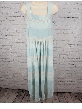 Patagonia Blue Striped Garden Island Hemp Blend Pockets Buttoned Dress Medium M